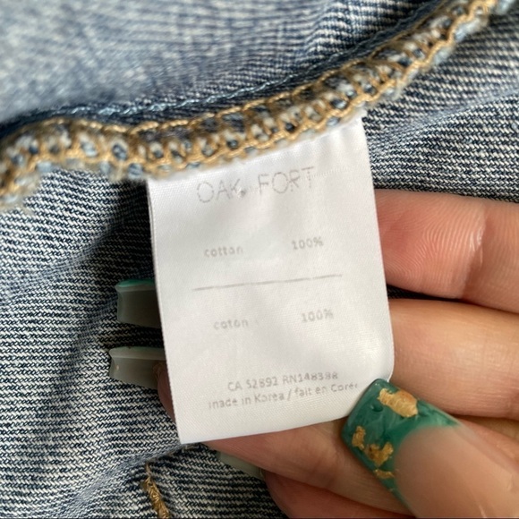 Oak + Fort Vest Denim Jean Oversized Distressed One Size OS - Picture 8 of 10